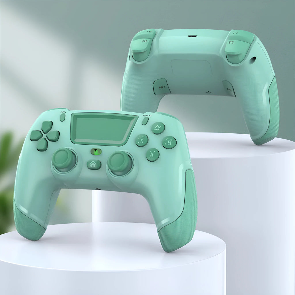 Fruit green wireless Bluetooth gamepad controller for PS4, PC, and mobile gaming