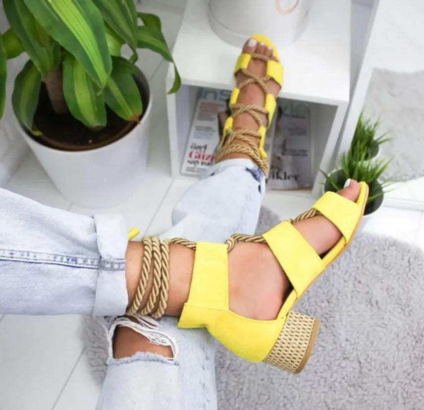 Women's round head sandals with thick heel, suede upper, and fish mouth toe in multiple colours