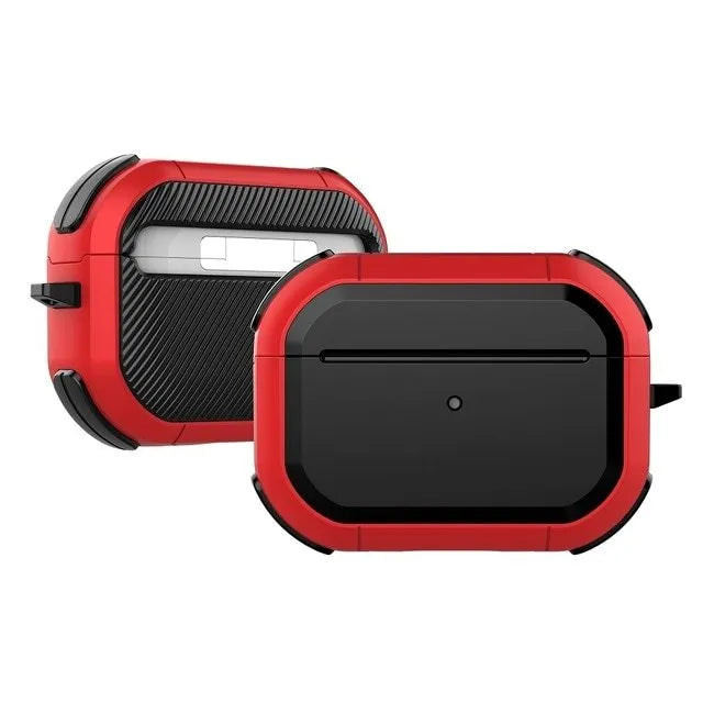 Black TPU and PC protective shell for Apple AirPods and AirPods Pro charging case and earbuds