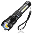 Handheld aluminium alloy power torch with telescopic zoom and 30W LED