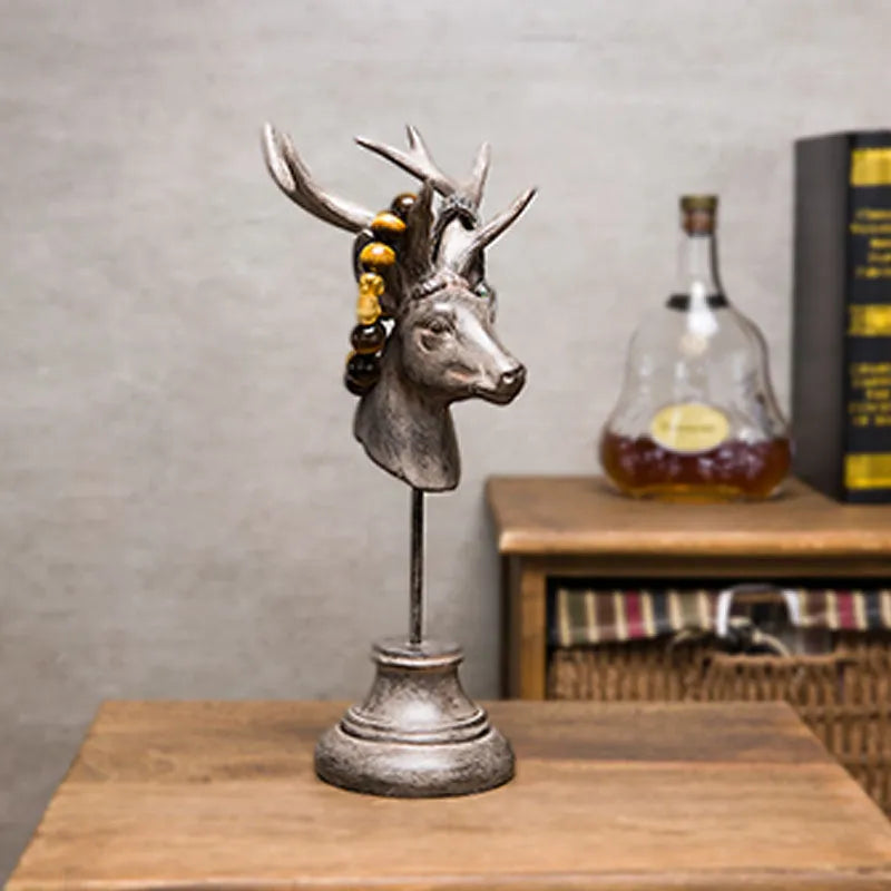 Natural resin animal modelling home decoration ornament in black white or wood colour measuring 32cm tall