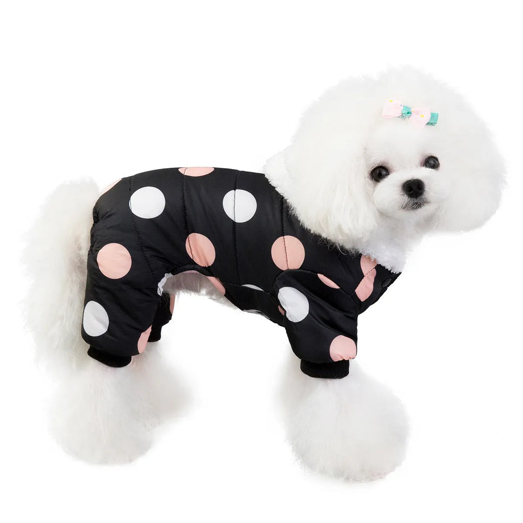 Warm cotton big polka dot four-leg coat in casual style, available in multiple colours and sizes