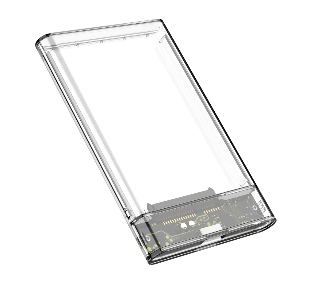 Transparent PC hard disk box for 2.5-inch SATA HDD, gray finish, USB 3.0 interface, external drive enclosure