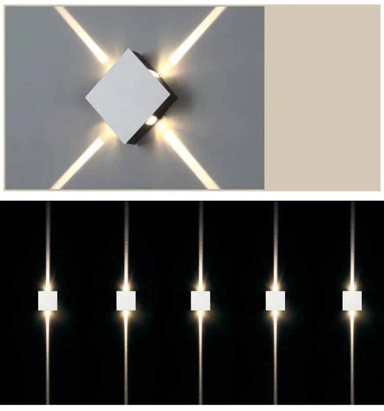 Square and round modern LED wall light with aluminium body and iron lampshade