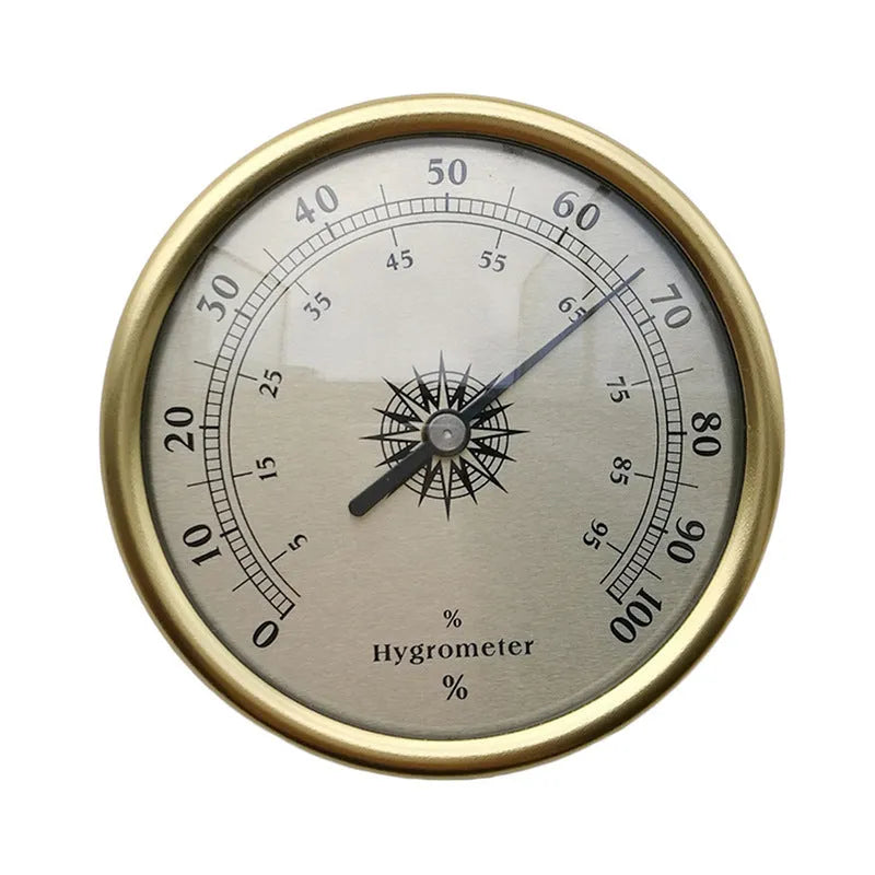 Aluminium analog thermometer and hygrometer with circular dial for indoor temperature humidity measurement