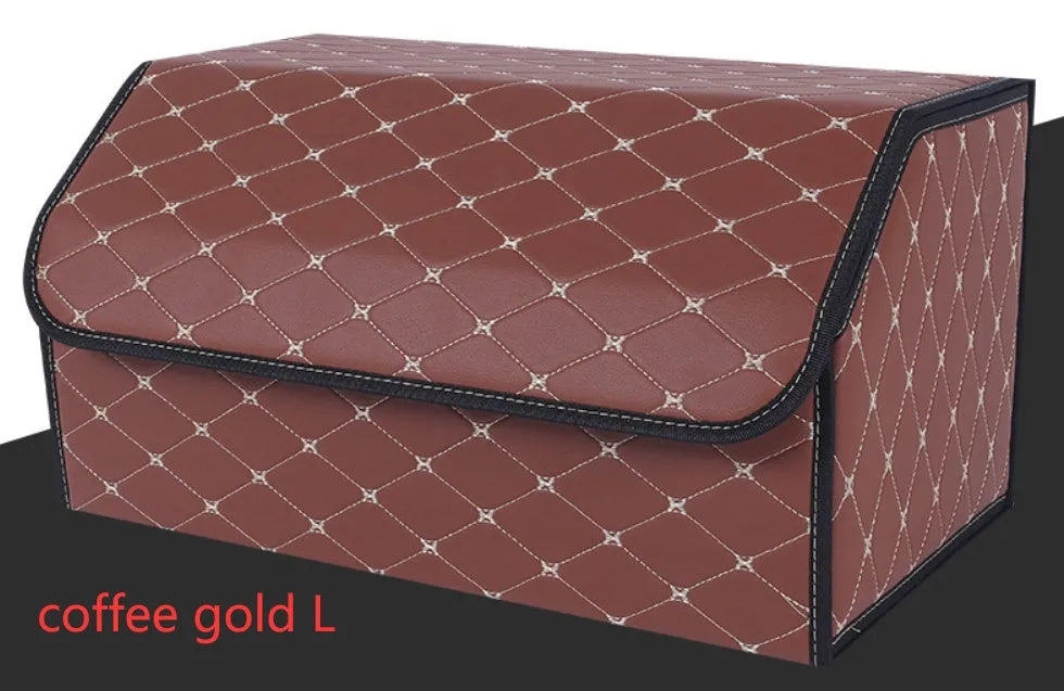 Leather car organiser storage box in Black, size Large 30x30x55cm on car back seat