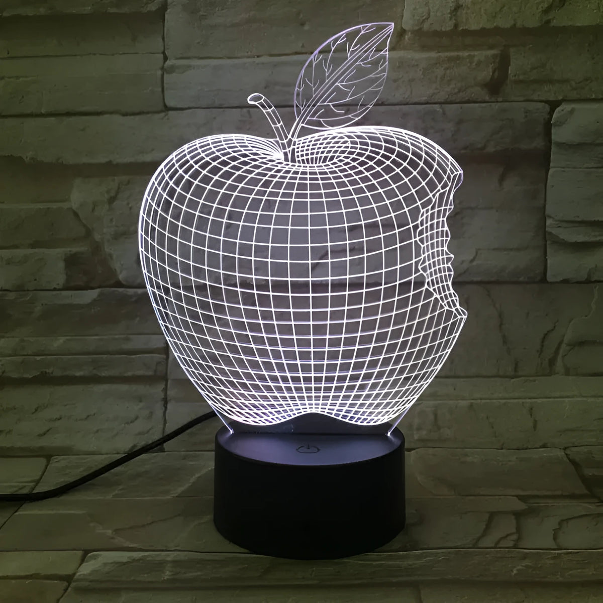 3D fruit colourful LED night light with acrylic shade and touch control, seven colours, 220x130x90mm