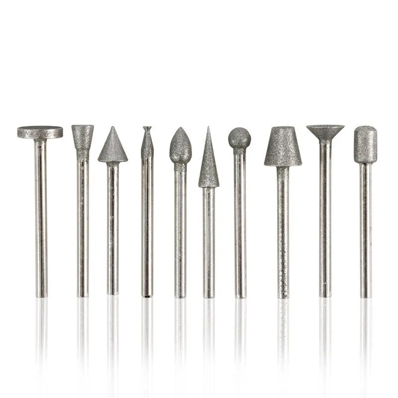 Elliptical cone emery grinding head with 3mm shank for glass and stone work