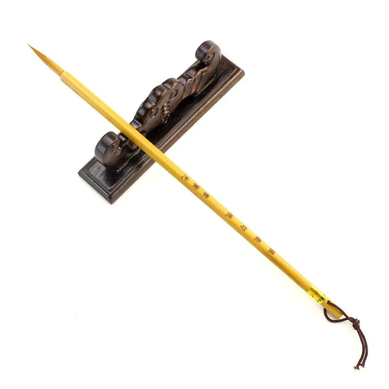 Traditional Langhao Chinese calligraphy brush with wolf hair nib for detailed ink painting