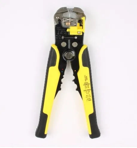 Yellow automatic wire stripper crimper cutter tool for electrical cables 4-22 AWG
