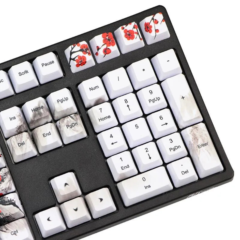 PBT Wangjiang plum blossom theme mechanical keyboard keycap set with 109 keys in OEM height profile