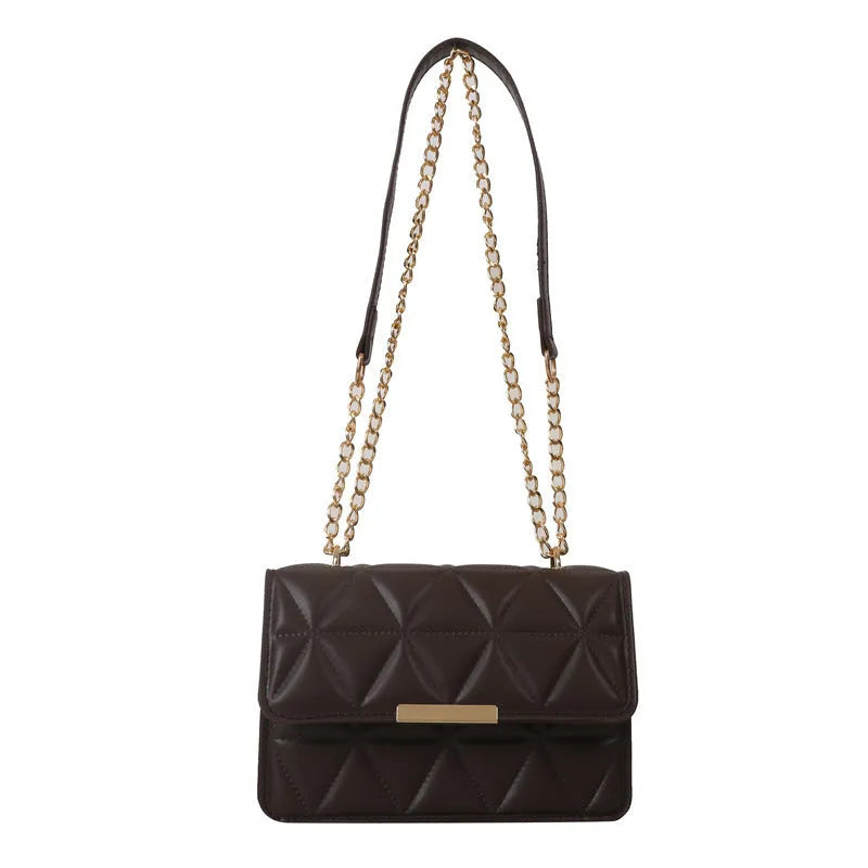 Women's PU leather messenger bag horizontal square shape with stitched detailing, 19x13x6cm, crossbody handbag