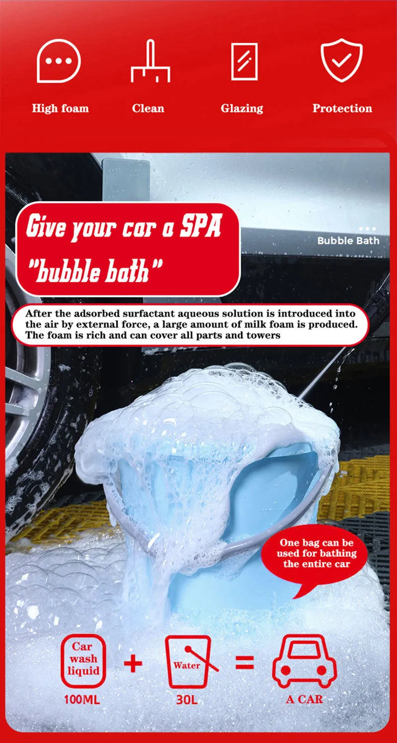 100ml bottle of concentrated car shampoo cleaner with high foam formula