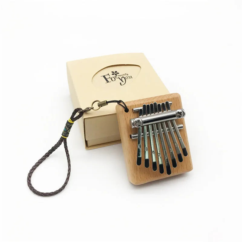Sifang Mini 8-note thumb piano in photo colour, beech wood body, 7.5 cm square size