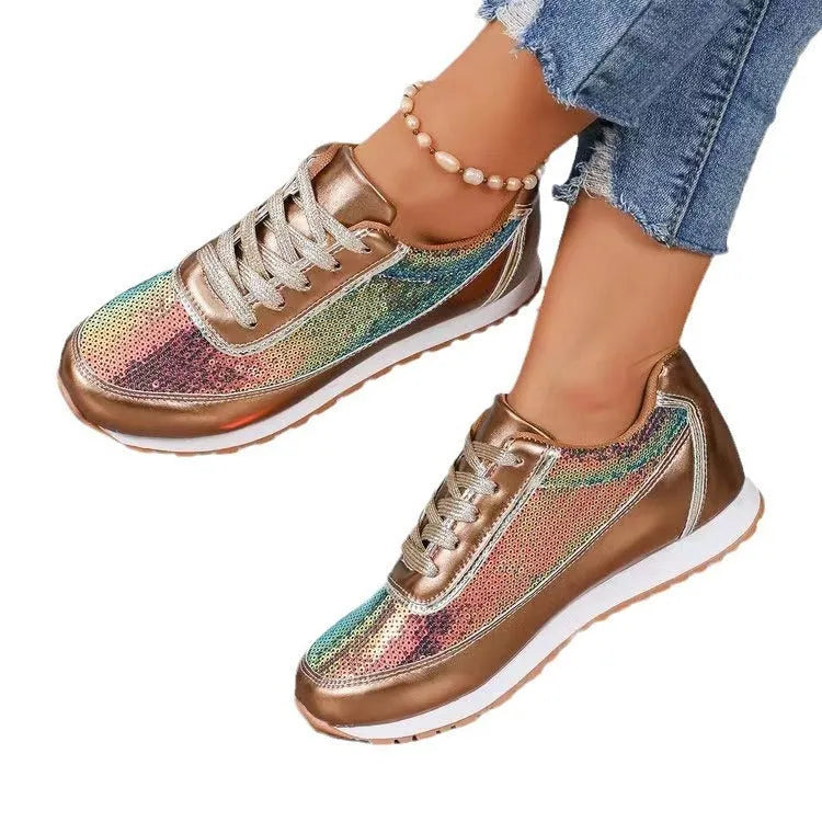 Women's black thick-soled casual sneakers with square toe design and PU leather upper