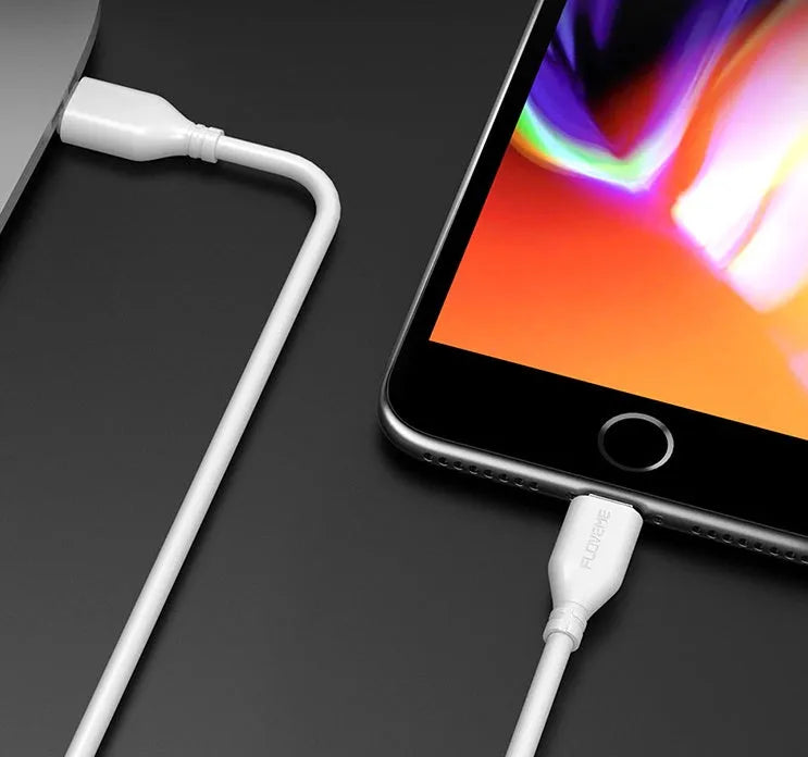 White one metre long USB-C to Lightning charging and sync cable for iPhone