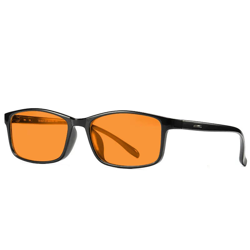 Orange lens anti-blue light glasses with full rim frame in four colour variations