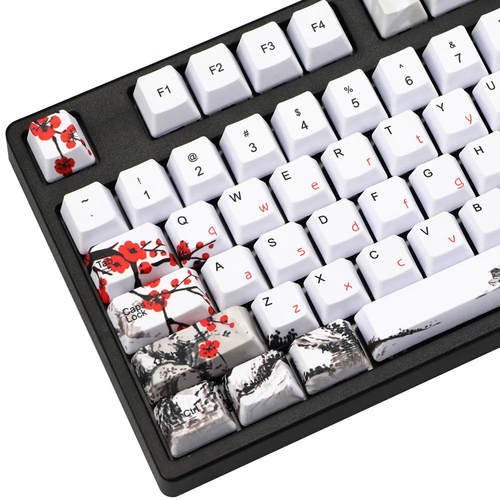 PBT Wangjiang plum blossom theme mechanical keyboard keycap set with 109 keys in OEM height profile