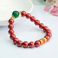 Cinnabar bracelet with Emperor Sandstone Six Words Motto design, 8mm bead size.