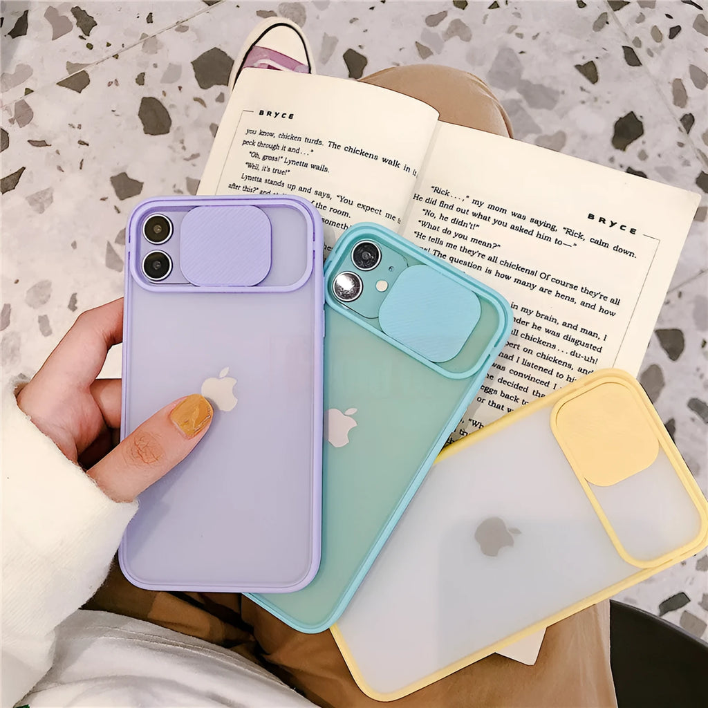 Frosted frame lens silicone phone case for Apple iPhone in multiple colour options