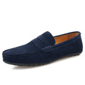 Men's suede slip-on loafers in multiple colours with round toe and rubber sole