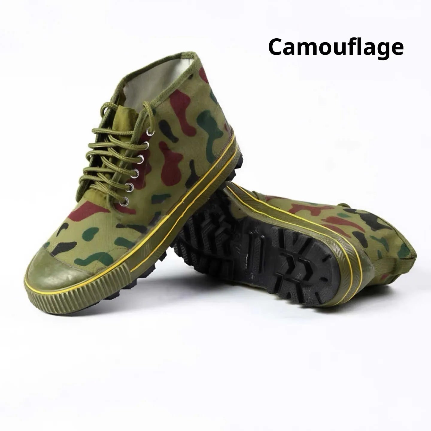 Anti-slip anti-odour outdoor work safety shoes in army green high-top design