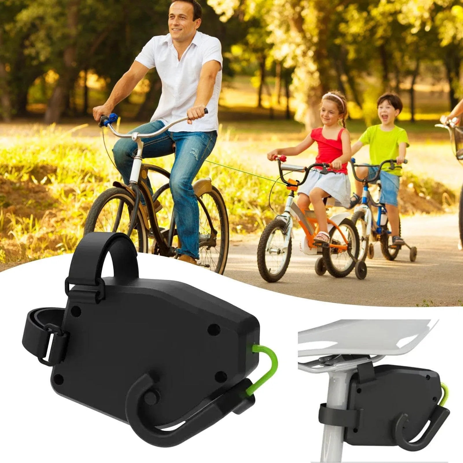 Black plastic and resin bicycle trailer traction rope for mountain bike and parent-child trailer connection