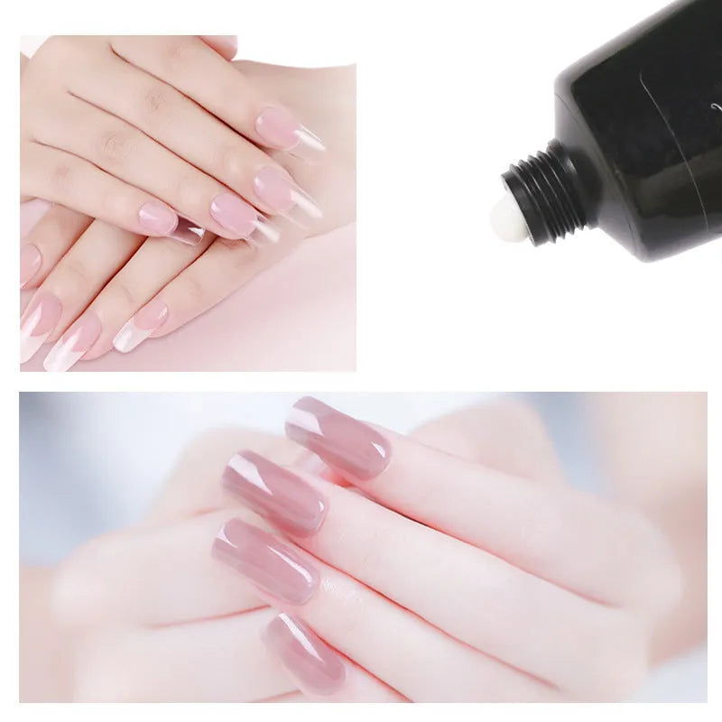 DIY resin gel nail art kit with sponge applicator, brushes, and decorative stickers in clear, white, and pink shades