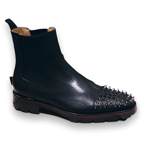 Men's black leather high top business casual shoes with cowhide uppers