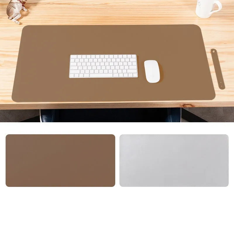 Oversized double-sided PU mouse desk pad in large size with blue yellow colour option
