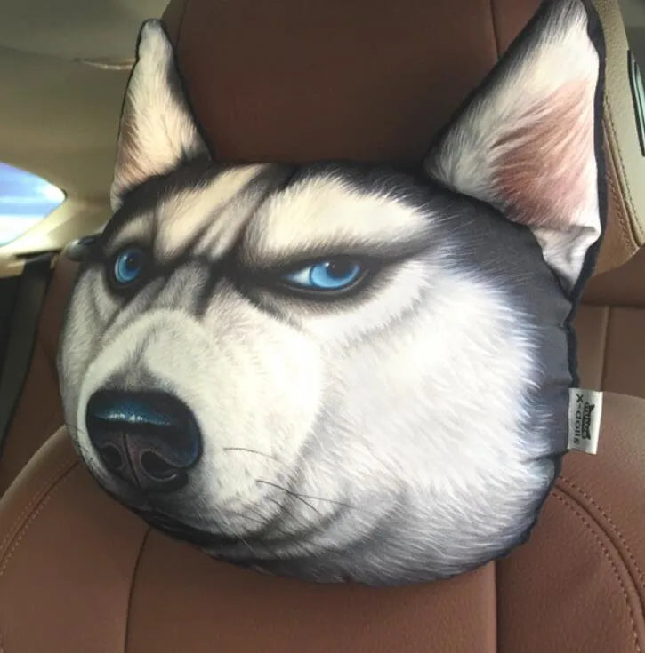 Cat lovers oblong car headrest pillow with cartoon cat print and removable cover for seat support