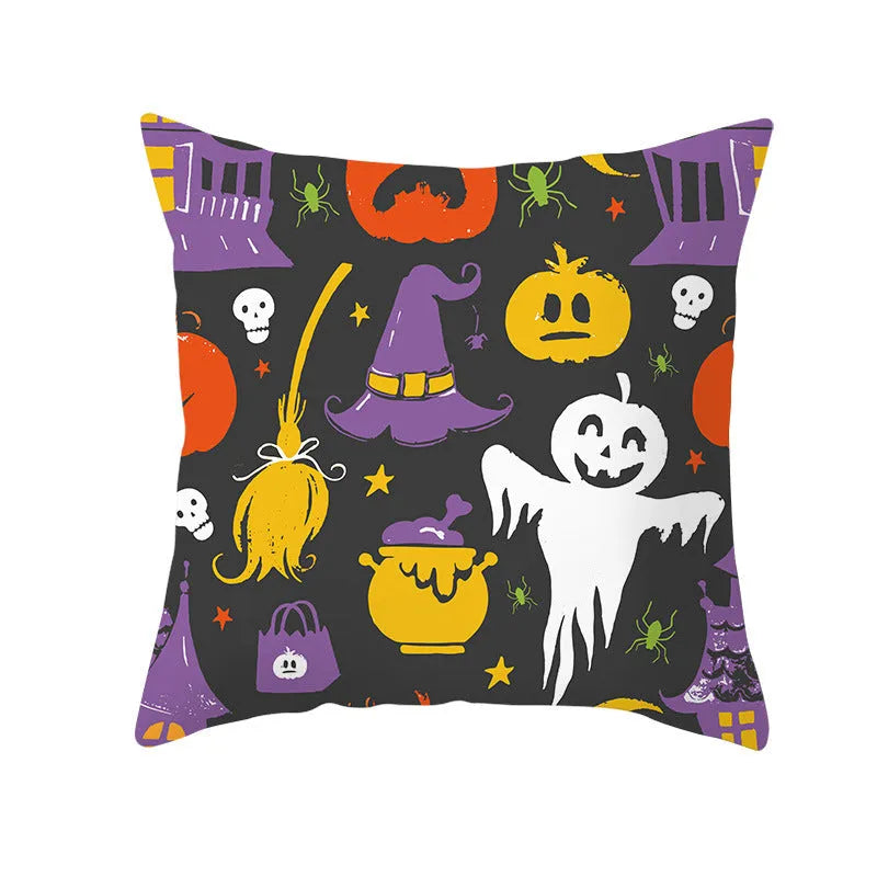 Halloween pillowcase 45x45cm in peach skin fabric with modern simple square design for living room cushion