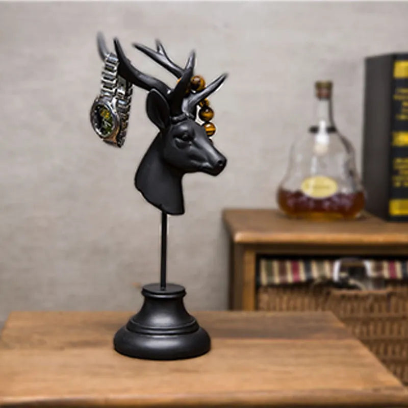 Natural resin animal modelling home decoration ornament in black white or wood colour measuring 32cm tall