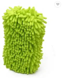 Silvery green 14x25cm car wash sponge with chenille microfiber texture for vehicle cleaning