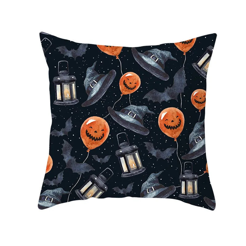 Halloween pillowcase 45x45cm in peach skin fabric with modern simple square design for living room cushion