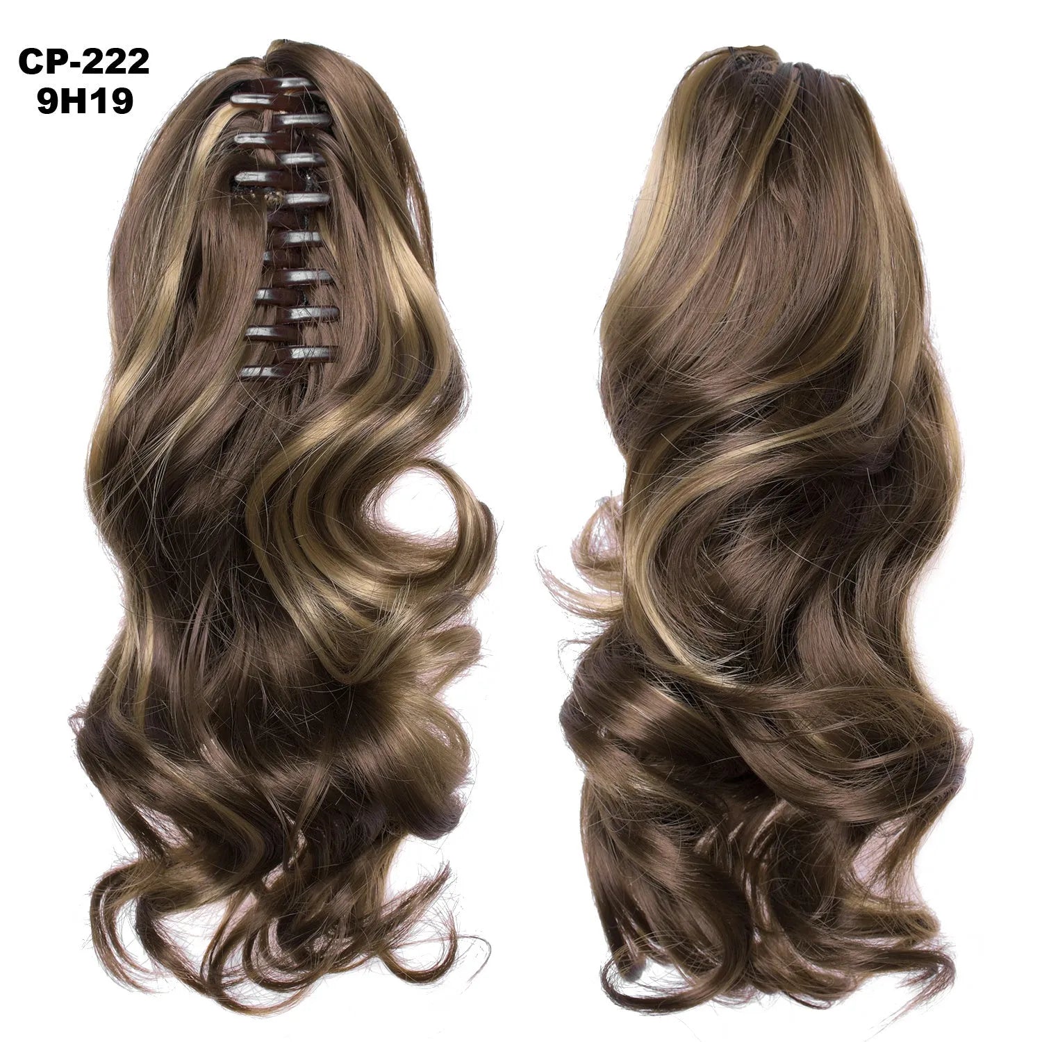 Long wave ponytail wrap around clip in hair extension 40cm chemical fiber natural wave grey hairpiece