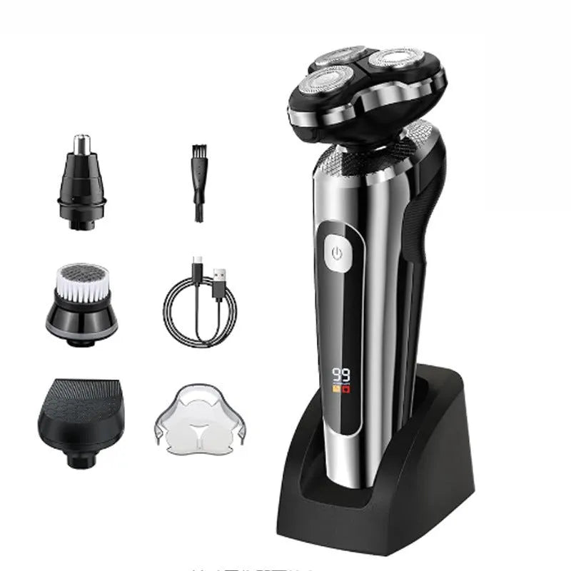 Digital USB rechargeable beard trimmer with LED display and washable floating cutter head