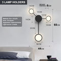 Contracted bedroom wall lamp iron acrylic 6-head 54W 96.5cm wide mounted on wall in black finish