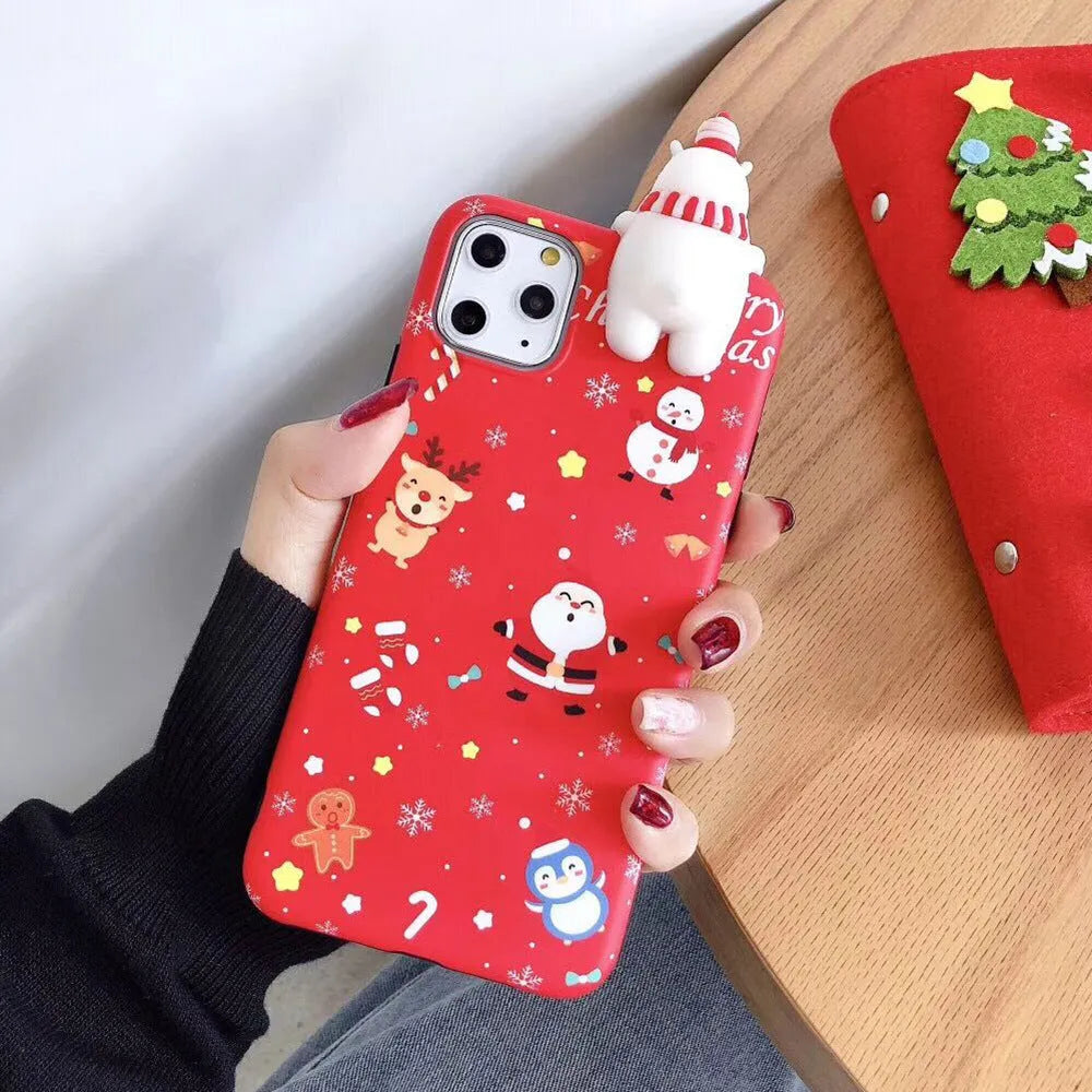 Christmas themed silicone back cover phone case for multiple iPhone models