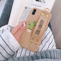 Green TPU silicone gel wristband holder phone case for iPhone 11 with graffiti design detail