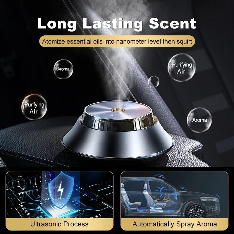 Black metal car perfume diffuser with butterfly design and USB cable for vehicle aromatherapy