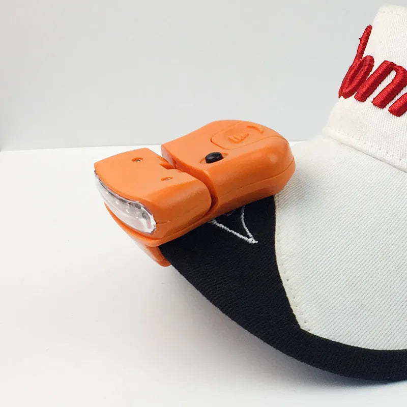 5LED cap lamp with brim clip in black and orange colours for outdoor headwear lighting