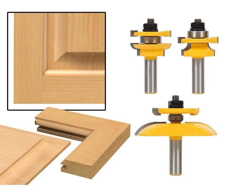 3-piece hard alloy forming cutter set with 25.4mm blade length, 42mm diameter, and 12.7mm shank for woodworking