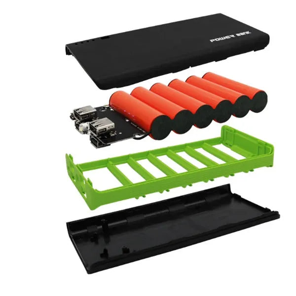 20000mAh portable power bank in multiple colours, showing compact 145mm design.