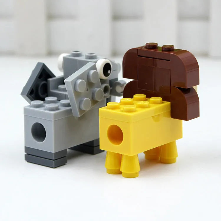 DIY building block pencil sharpener plastic animal manual 60x30x88mm elephant lion