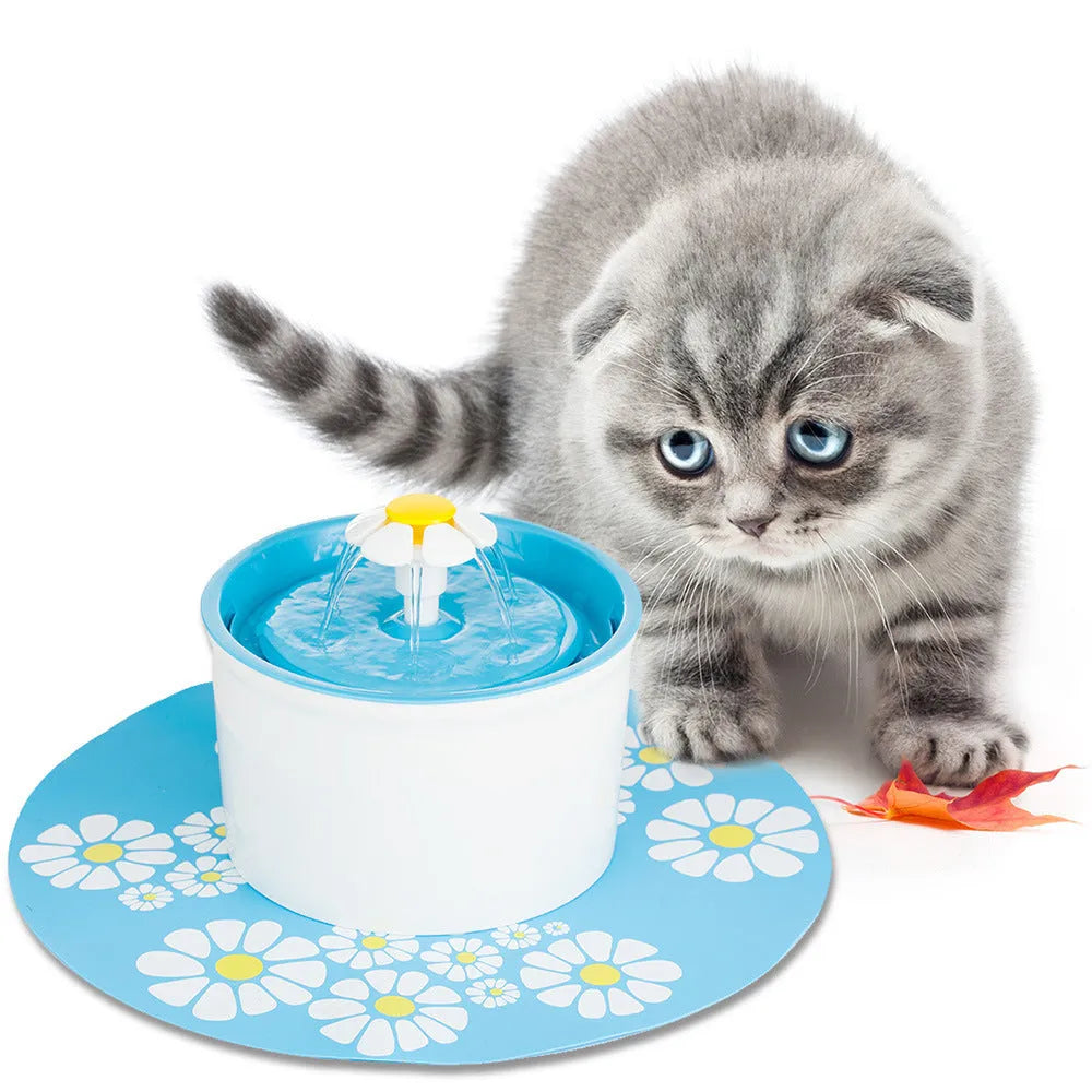 Blue square electric cat water fountain with filter, 19cm, plastic construction