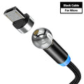 Black magnetic charging cable with spherical aluminium alloy connector on a 1m TPE cable