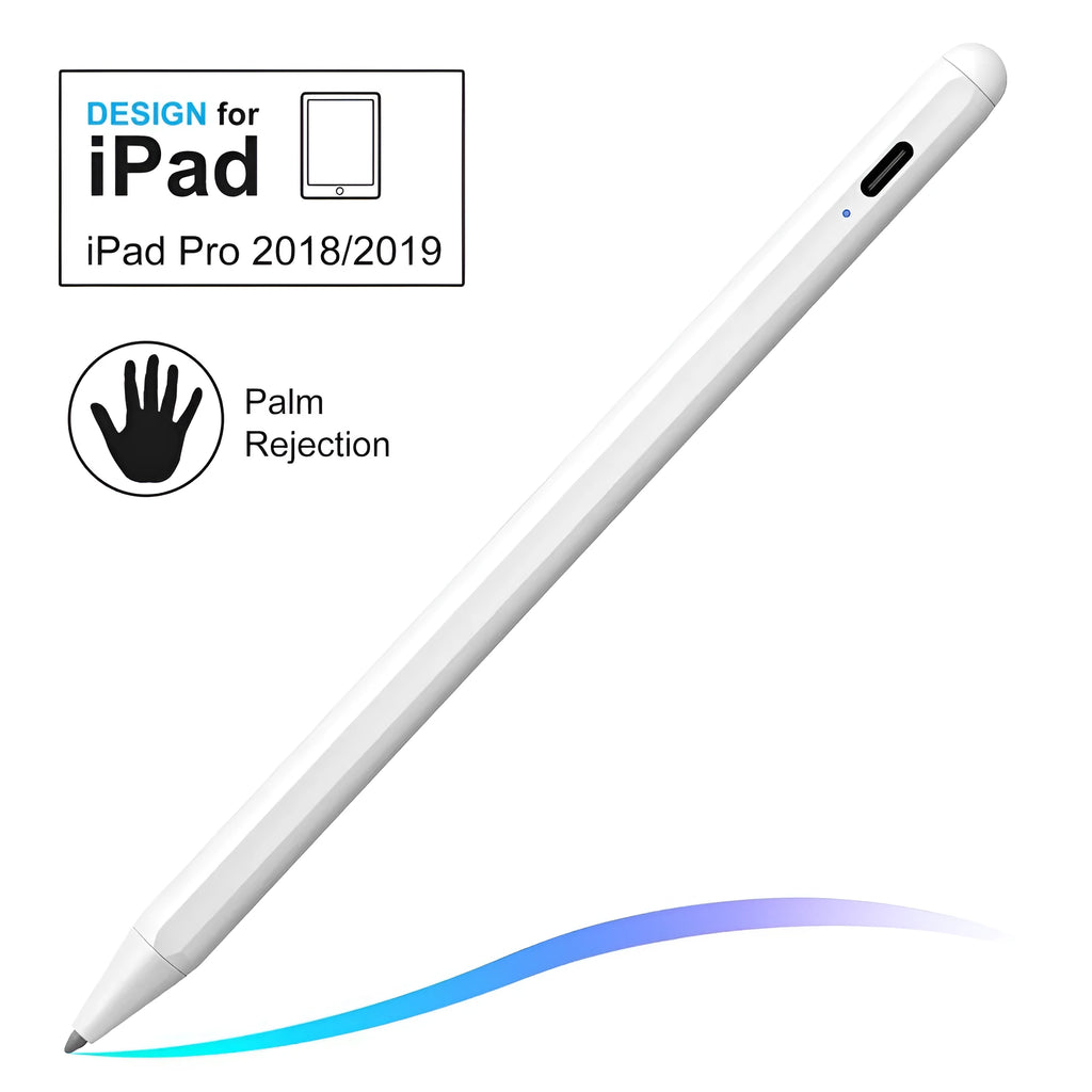 White capacitive stylus pen for iPad with fine nib, aluminium alloy body