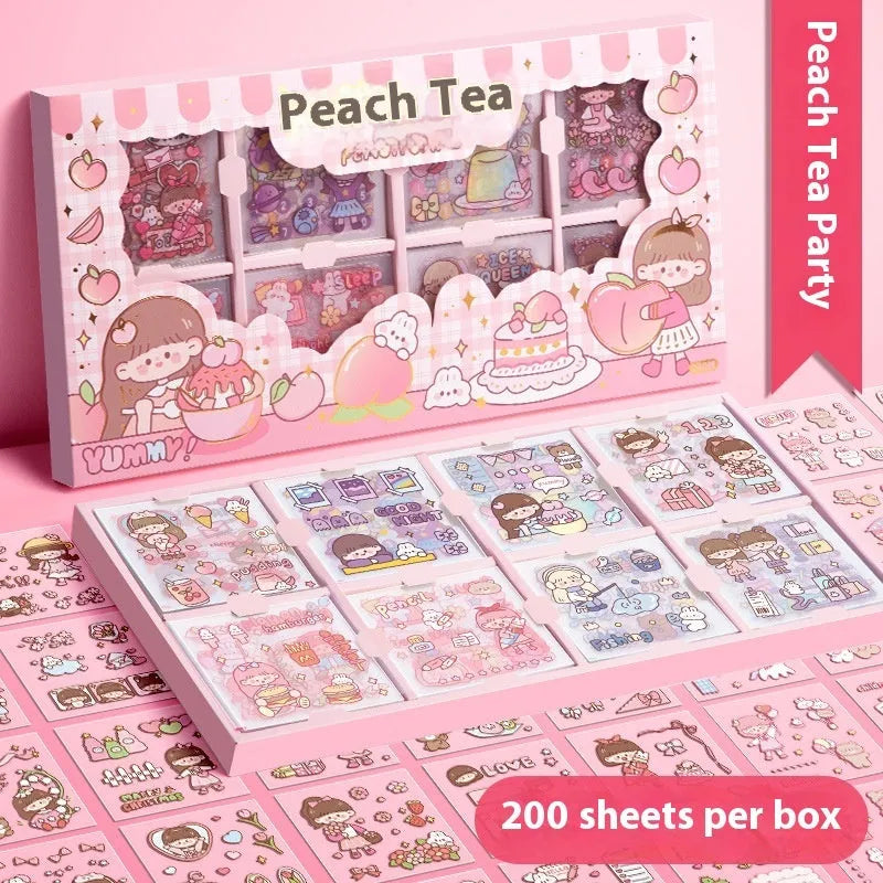 Children's sticker card notebook set with multiple colourful printed designs