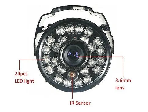 CMOS infrared night vision security camera with 1000TVL resolution and 36 IR LEDs